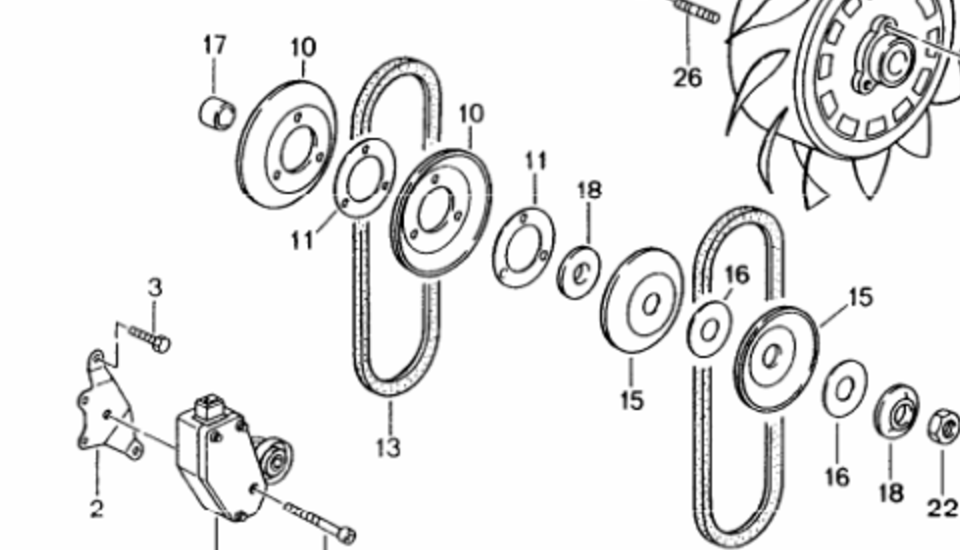 Porsche factory catalogue illustration, group 105-00, showing the fan drive assembly