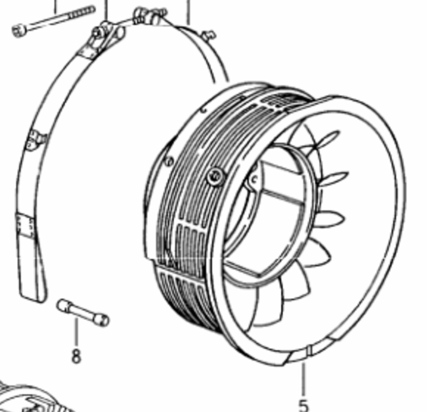 Porsche factory catalogue illustration, group 105-00, showing the fan shroud assembly