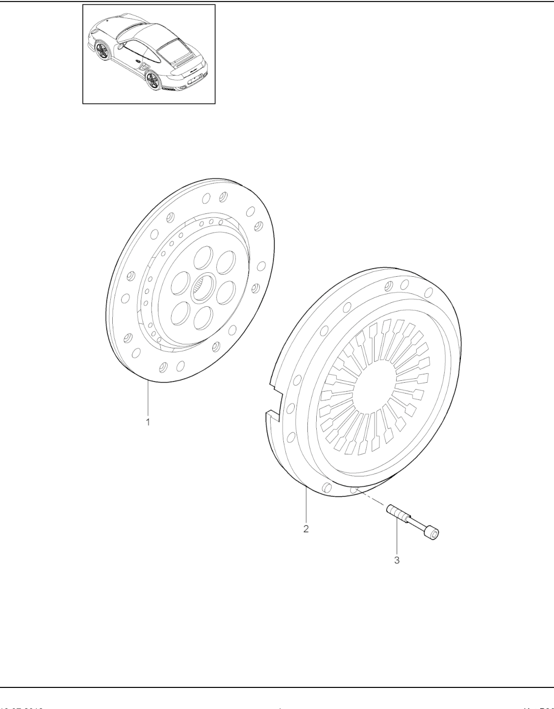 Porsche factory catalogue illustration, group 301-000, showing the clutch assembly