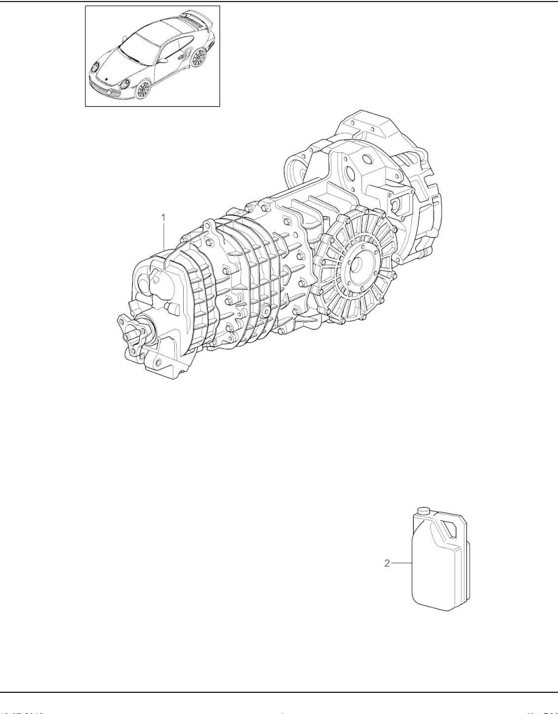 Porsche factory catalogue illustration, group 302-000, showing the gearbox assembly